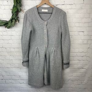 LAURIE B. Wool Angora Button Flare Gray Cardigan Duster Sweater size Large